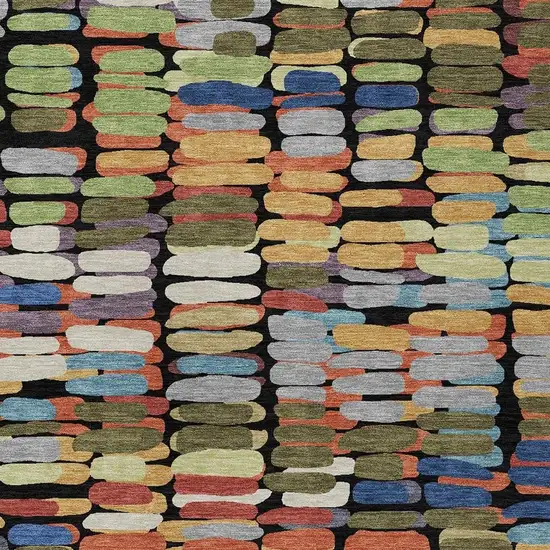 Black Green And Blue Abstract Washable Indoor Outdoor Area Rug Photo 8