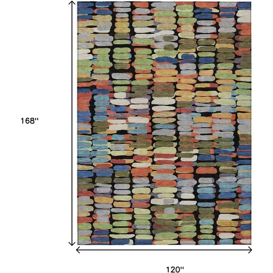 Black Green And Blue Abstract Washable Indoor Outdoor Area Rug Photo 3