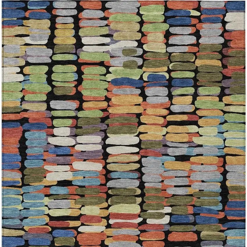 Black Green And Blue Abstract Washable Indoor Outdoor Area Rug Photo 4