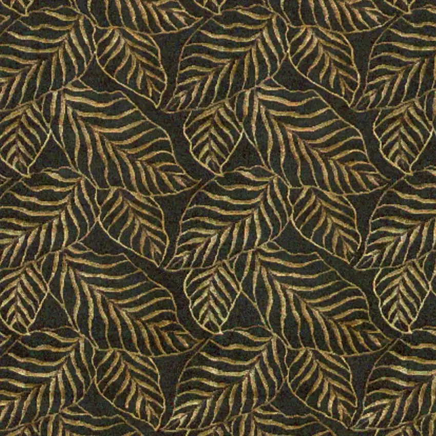 Black Green And Gold Floral Hand Knotted Area Rug Photo 3