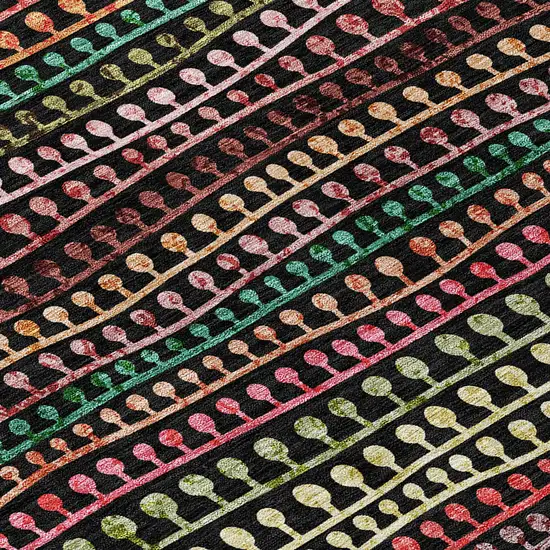 Black Green And Gold Striped Washable Indoor Outdoor Area Rug Photo 5