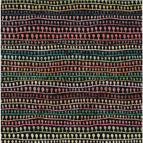 Black Green And Gold Striped Washable Indoor Outdoor Area Rug Photo 7