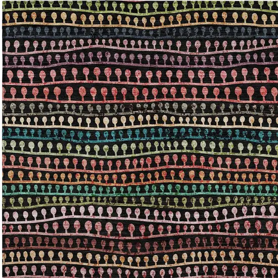 Black Green And Gold Striped Washable Indoor Outdoor Area Rug Photo 6