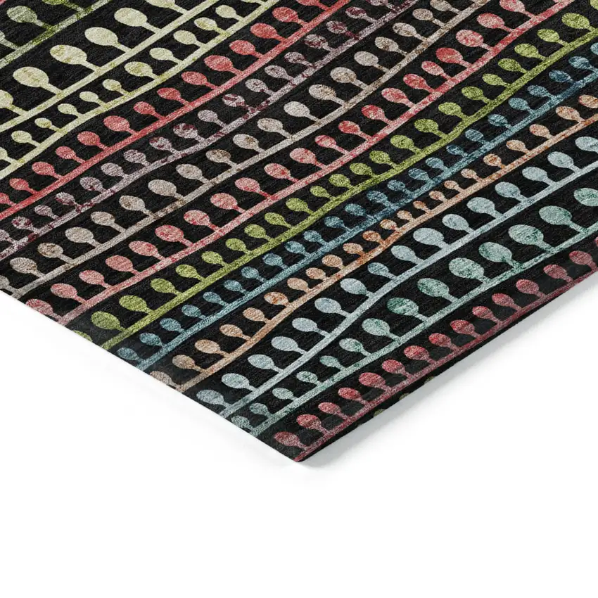 Black Green And Gold Striped Washable Indoor Outdoor Area Rug Photo 4