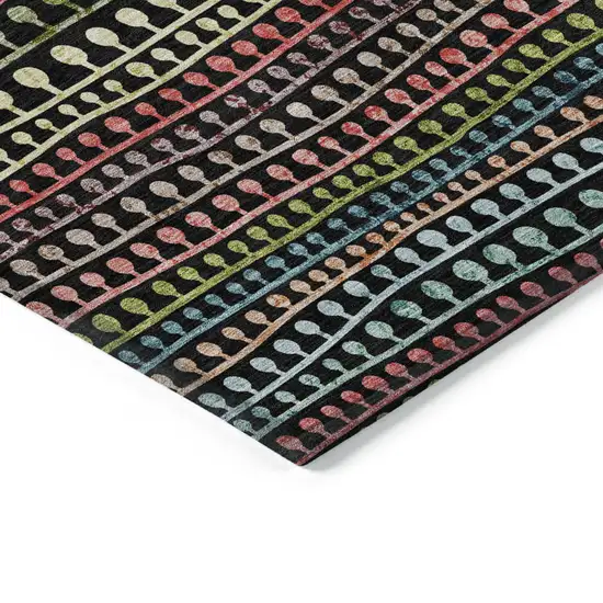 Black Green And Gold Striped Washable Indoor Outdoor Area Rug Photo 4