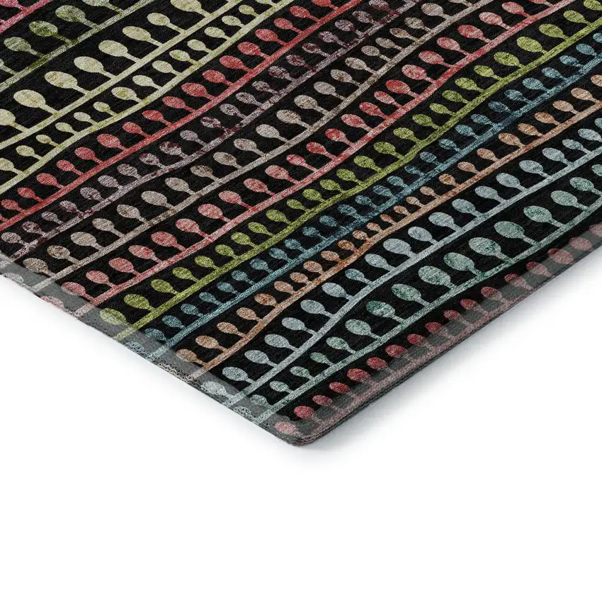 Black Green And Red Striped Washable Area Rug With UV Protection Photo 8