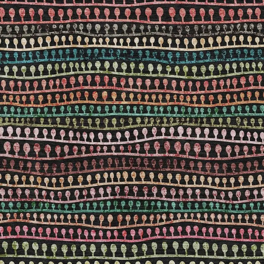 Black Green And Red Striped Washable Area Rug With UV Protection Photo 3