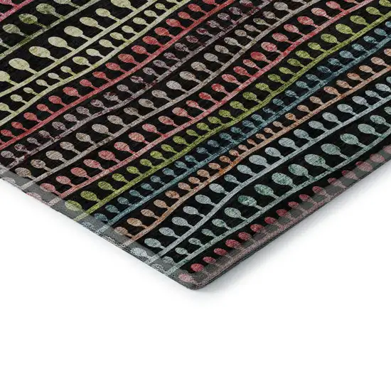 Black Green And Red Striped Washable Area Rug With UV Protection Photo 8