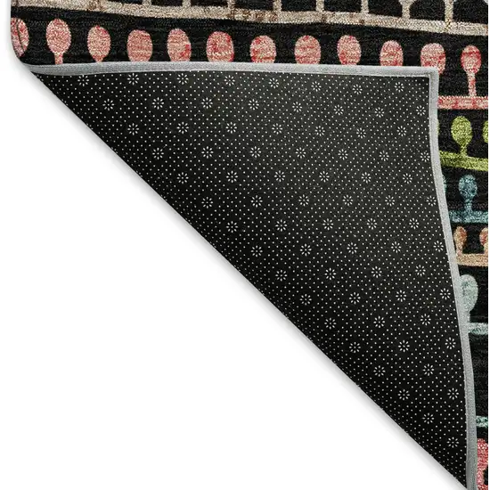 Black Green And Red Striped Washable Area Rug With UV Protection Photo 8