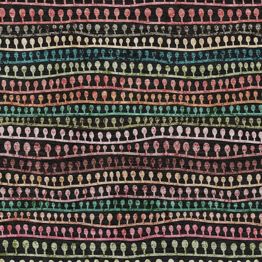 Black Green And Red Striped Washable Area Rug With UV Protection Photo 3