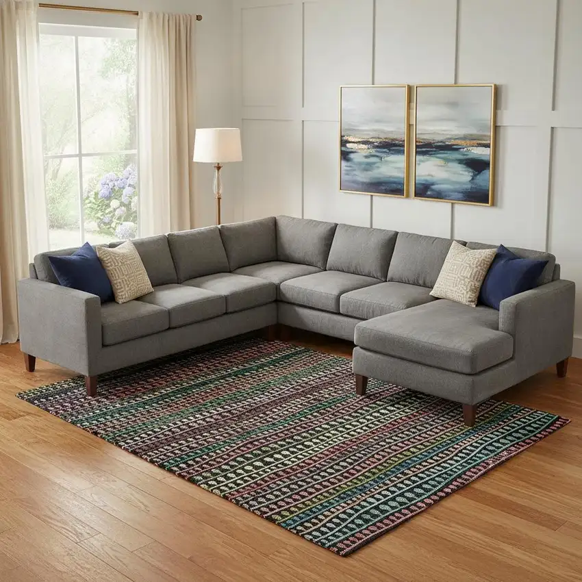 Black Green And Red Striped Washable Area Rug With UV Protection Photo 1