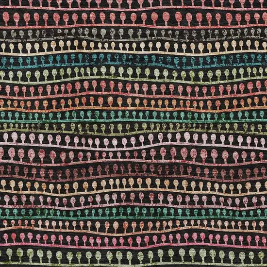 Black Green And Red Striped Washable Area Rug With UV Protection Photo 3