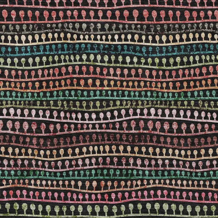 Black Green And Red Striped Washable Area Rug With UV Protection Photo 3