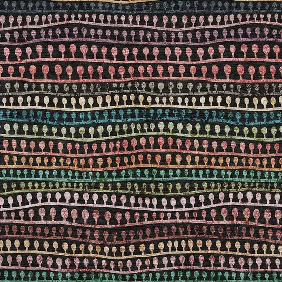 Black Green And Red Striped Washable Area Rug With UV Protection Photo 3