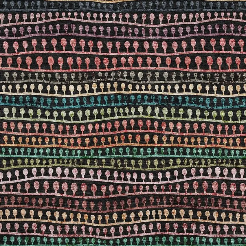 Black Green And Red Striped Washable Area Rug With UV Protection Photo 3