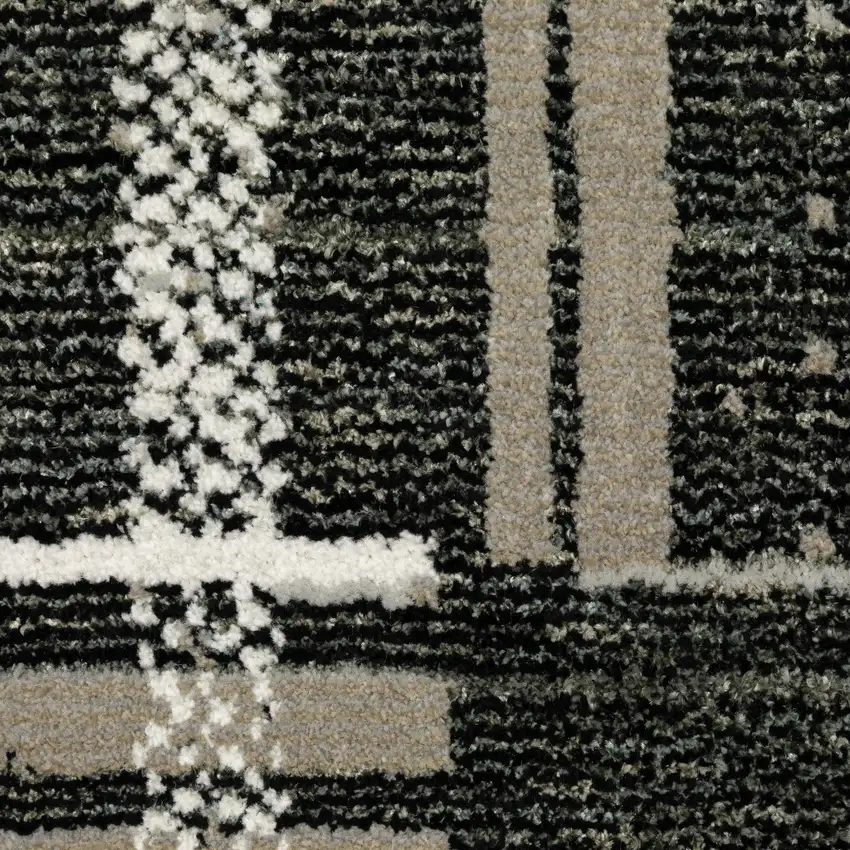 Gray and Black Geometric Power Loom Area Rug Photo 9