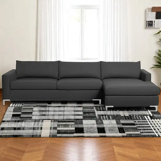 Gray and Black Geometric Power Loom Area Rug Photo 1