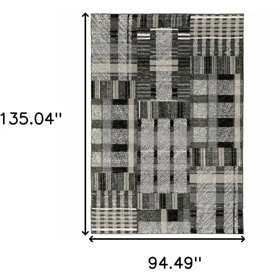 Black Grey And Ivory Geometric Power Loom Stain Resistant Area Rug Photo 9