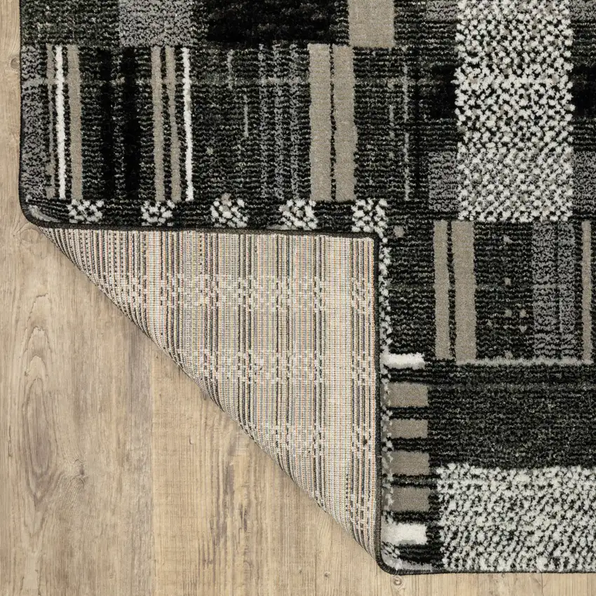 Gray and Black Geometric Power Loom Area Rug Photo 8