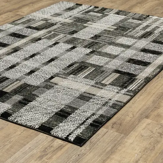 Gray and Black Geometric Power Loom Area Rug Photo 7