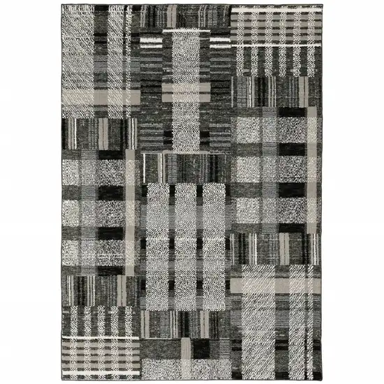 Gray and Black Geometric Power Loom Area Rug Photo 2
