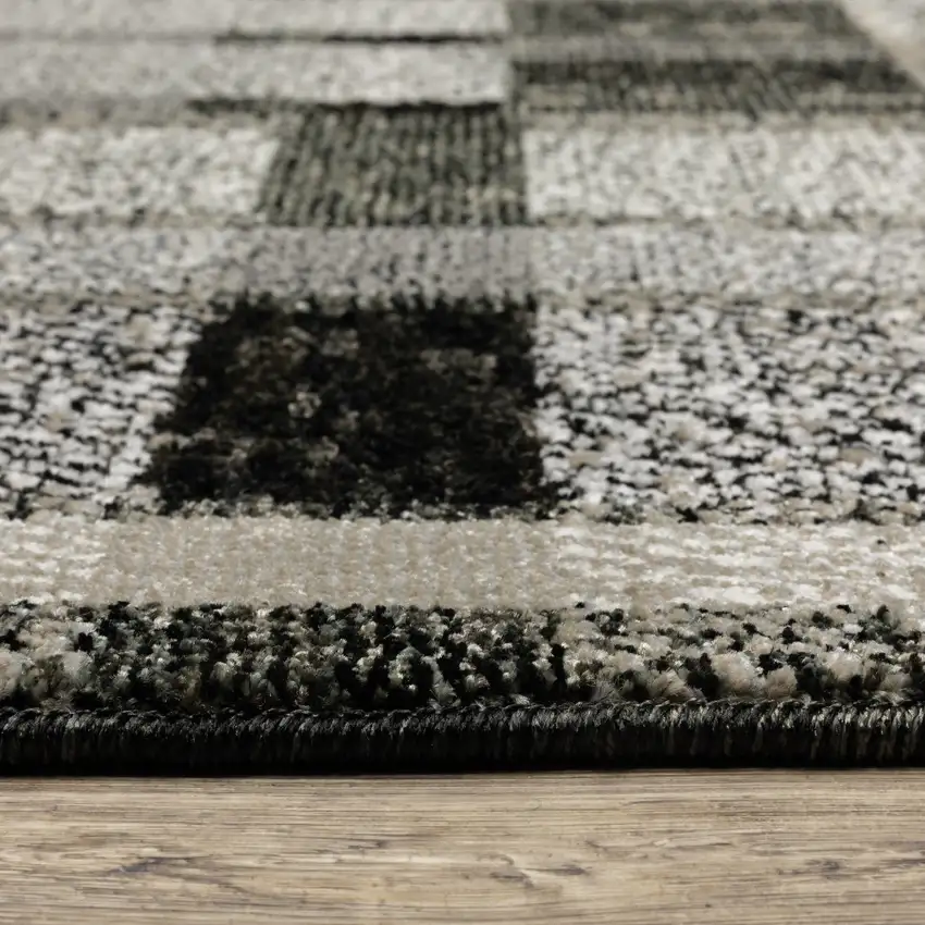 Gray and Black Geometric Power Loom Area Rug Photo 6
