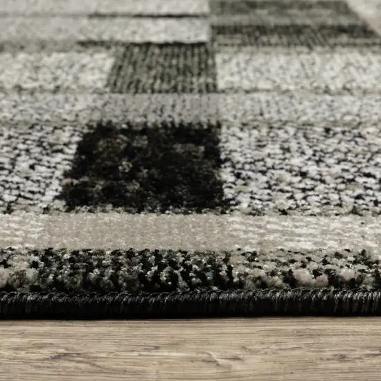 Gray and Black Geometric Power Loom Area Rug Photo 6