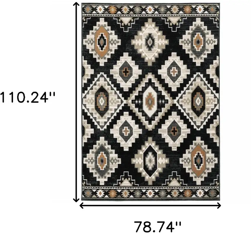 Ivory And Black Southwestern Area Rug Photo 3