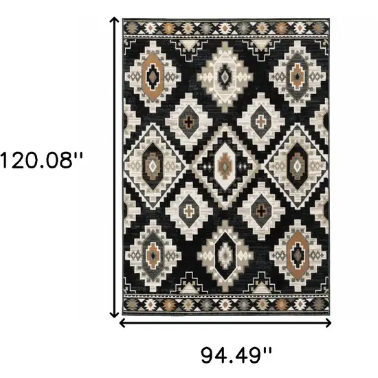 Black Grey Tan Orange And Ivory Southwestern Power Loom Stain Resistant Area Rug Photo 3