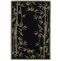 Photo of Black Hand Tufted Bordered Bamboo Indoor Area Rug