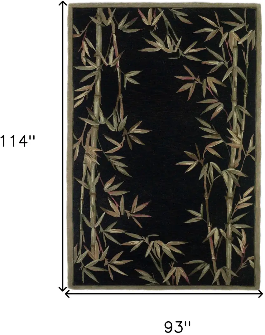 Black Hand Tufted Bordered Bamboo Indoor Area Rug Photo 4