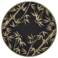 Photo of Black Hand Tufted Bordered Tropical Bamboo Round Indoor Area Rug