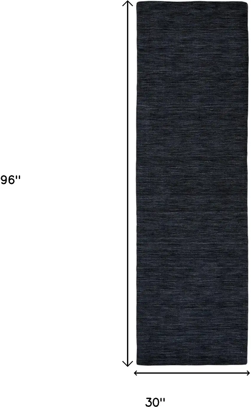8' Black Hand Woven Runner Rug Photo 6