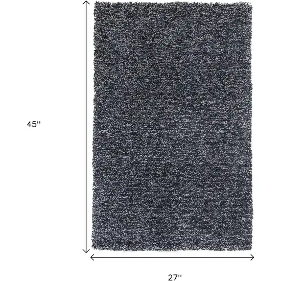 Black And White Shag Hand Woven Area Rug Photo 3
