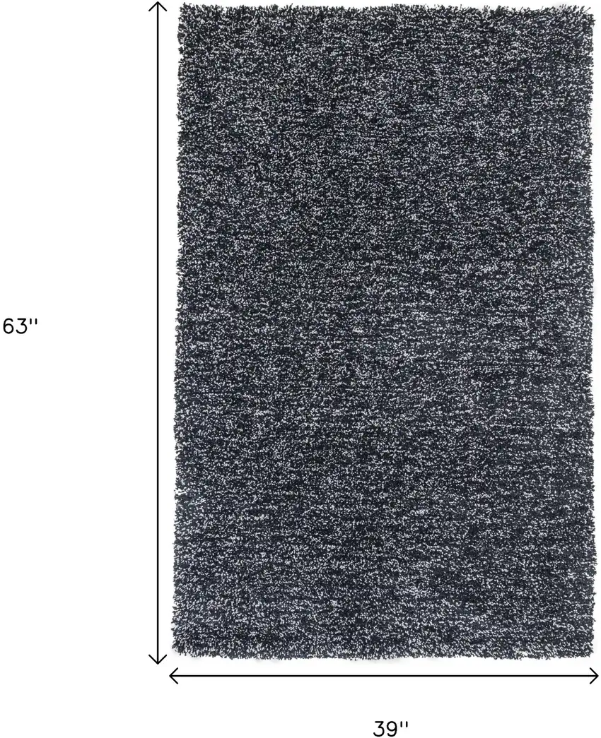 Black And White Shag Hand Woven Area Rug Photo 3