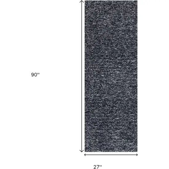 8' Black Heather Plain Runner Rug Photo 3