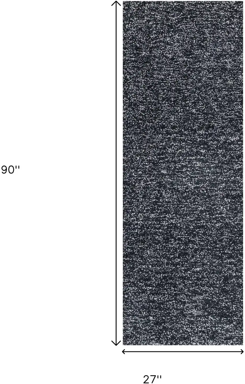 8' Black Heather Plain Runner Rug Photo 3