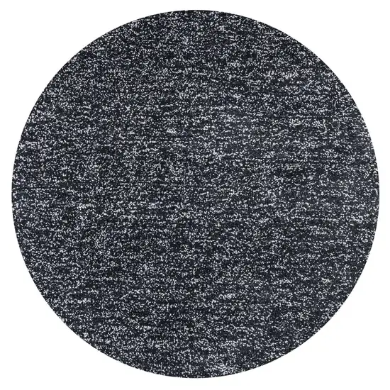Black Heather Round Indoor Shag Rug Photo 1