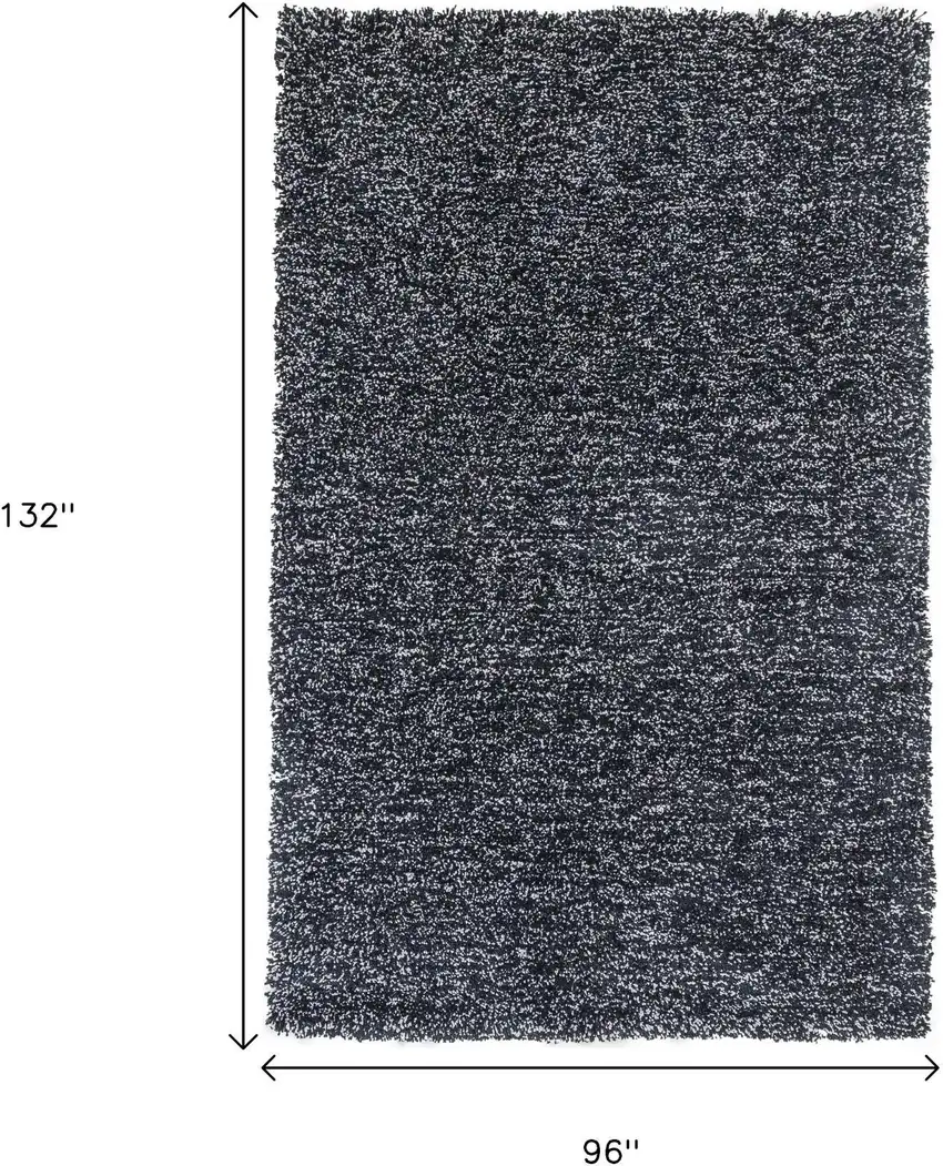 Black And White Shag Hand Woven Area Rug Photo 3