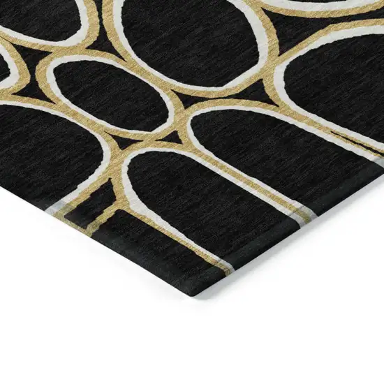Black Ivory And Beige Abstract Washable Indoor Outdoor Area Rug Photo 5