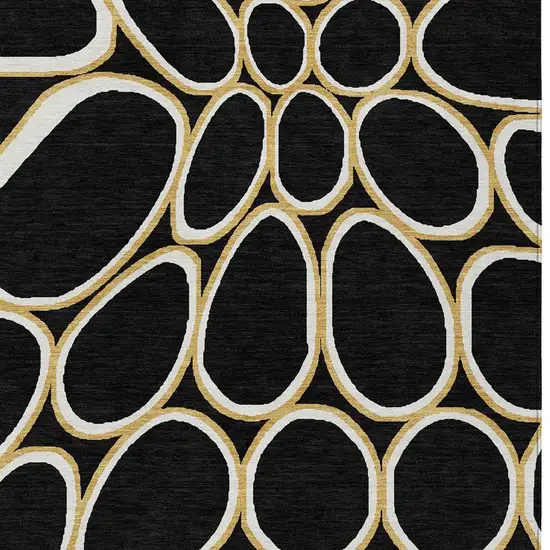 Black Ivory And Beige Abstract Washable Indoor Outdoor Area Rug Photo 6
