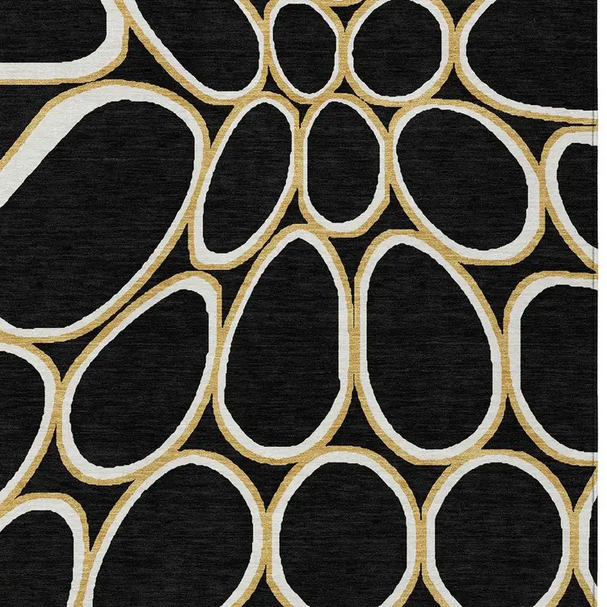 Black Ivory And Beige Abstract Washable Indoor Outdoor Area Rug Photo 6