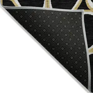 Photo of Black Ivory And Beige Abstract Washable Indoor Outdoor Area Rug