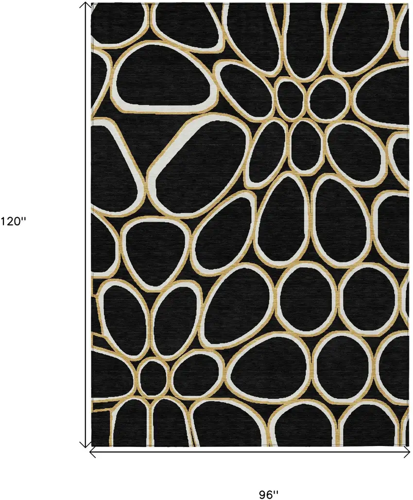 Black Ivory And Beige Abstract Washable Indoor Outdoor Area Rug Photo 3