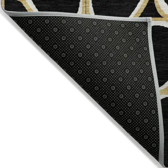 Black Ivory And Beige Abstract Washable Indoor Outdoor Area Rug Photo 4
