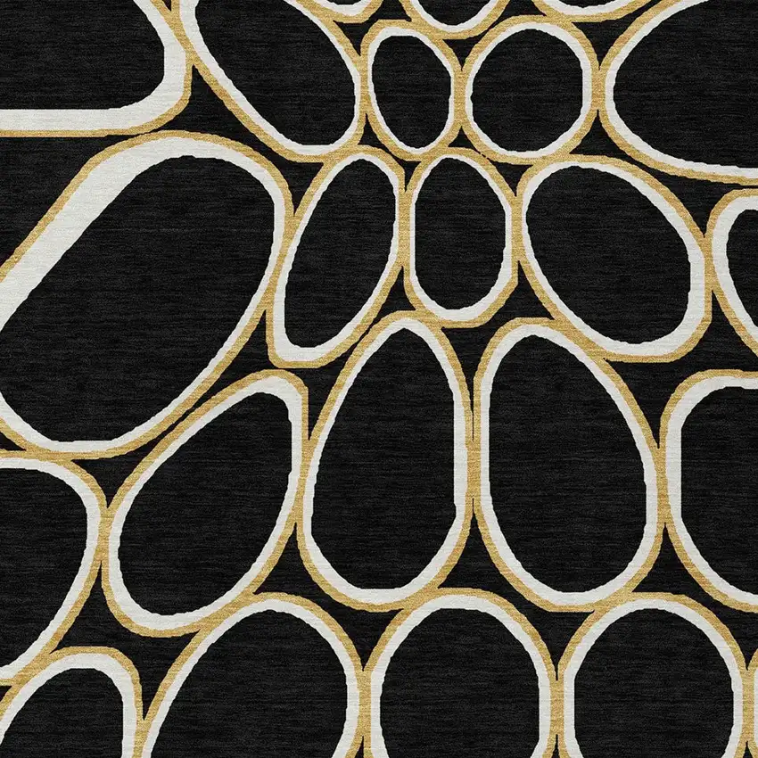 Black Ivory And Beige Abstract Washable Indoor Outdoor Area Rug Photo 6