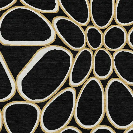 Black Ivory And Beige Abstract Washable Indoor Outdoor Area Rug Photo 6