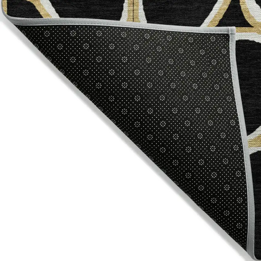 Black Ivory And Beige Abstract Washable Indoor Outdoor Area Rug Photo 4