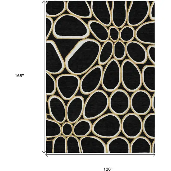 Black Ivory And Beige Abstract Washable Indoor Outdoor Area Rug Photo 3