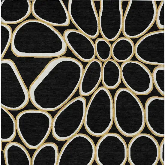 Black Ivory And Beige Abstract Washable Indoor Outdoor Area Rug Photo 7